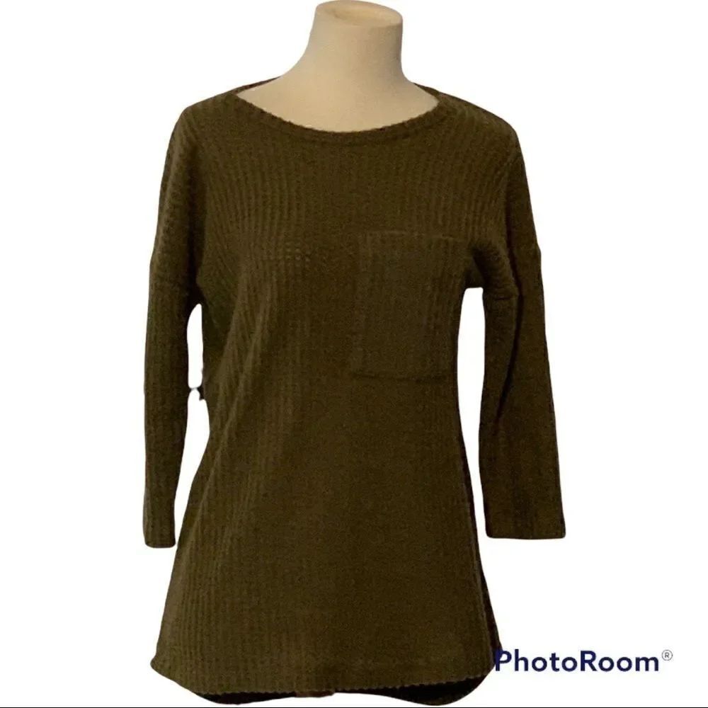 Bobeau green waffle knit sweater NWT XS